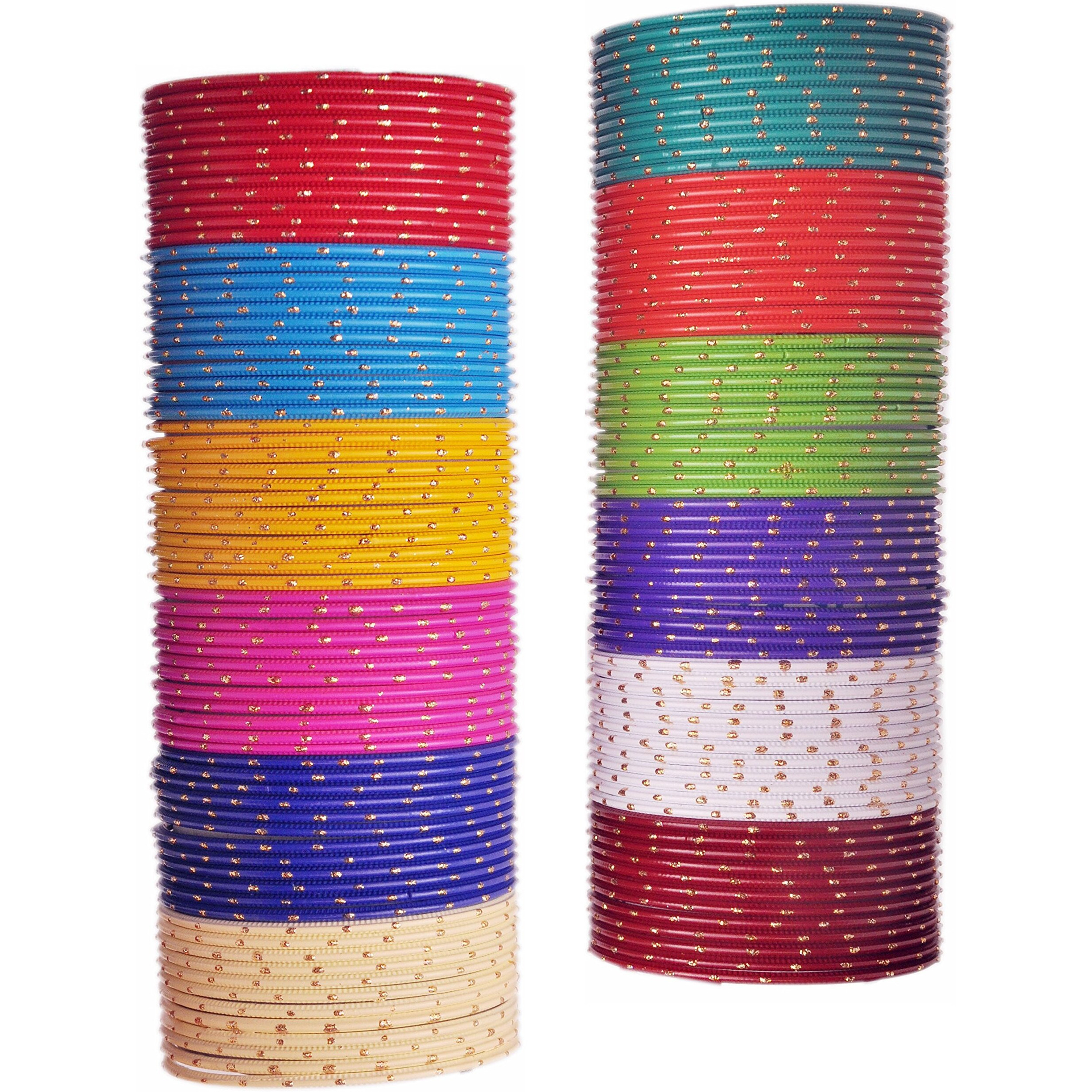 NMII Designer Metal Multicolour with Golden Design Pattern Bangles for Women