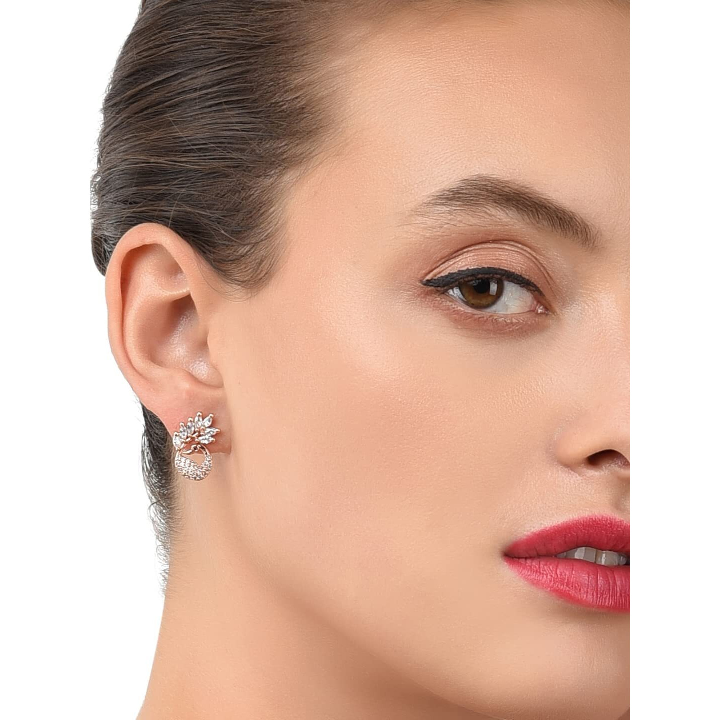 Zaveri Pearls Combo of 2 RoseGold Cubic Zirconia Brass Stud Earrings-ZPFK10218