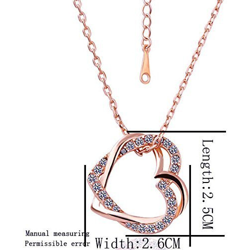 Shining Diva Fashion Embracing Hearts-in-Love 18K Rose Gold Plated Austrian Crystal Pendant Necklace for Girls/Women(Golden)(rrsd5930np)
