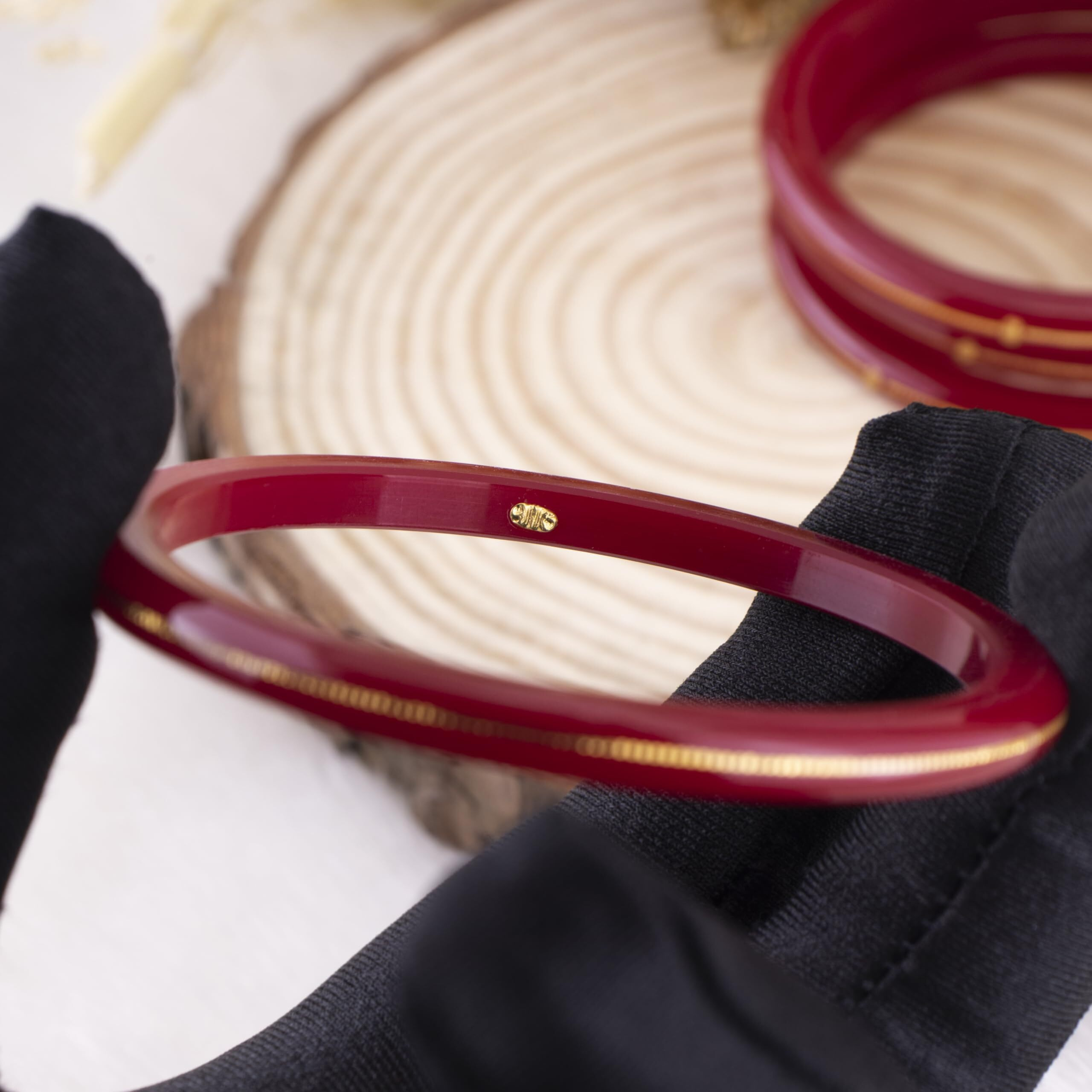 Hem Jewels by Ashok Jewellers 22kt (916) Yellow Gold Bangles/Gold Handmade Chudi/Wedding Chooda for Women with Purity Certificate and 916 Stamp (Set of 4pcs) - Red(2.4 Aani)