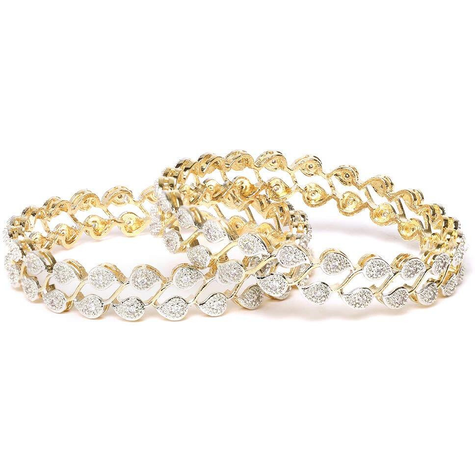 YouBella Jewellery American Diamond Gold Plated Bangles For Women and Girls (2.6)