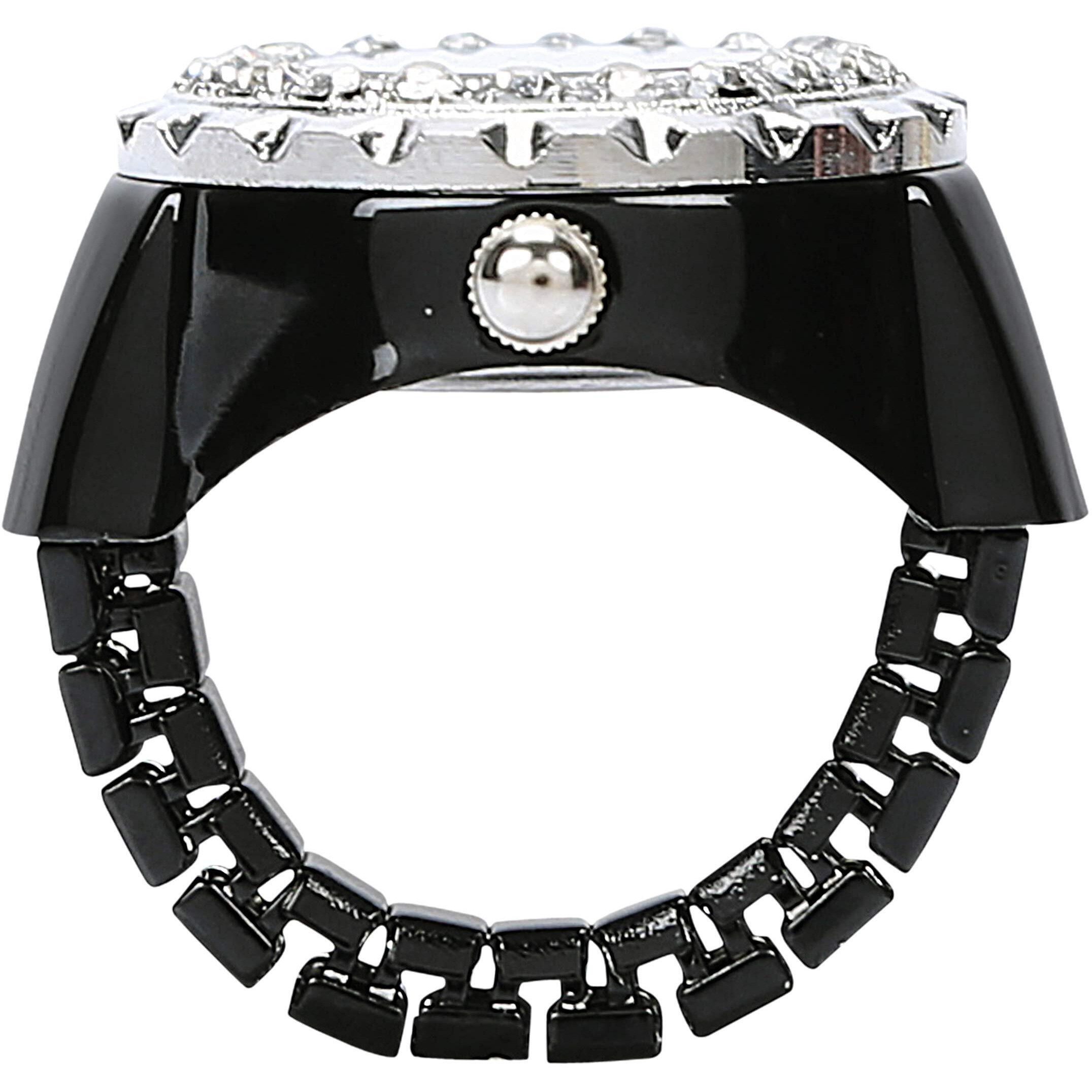 YouBella Jewellery Crystal Unisex Finger Ring Watch for Girls/Women/Men/Boys (Black)