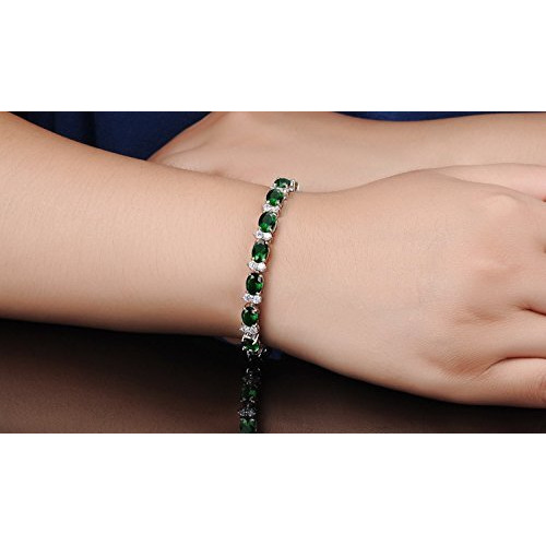 Shining Diva Fashion Platinum Plated Stylish Austrian Crystal Bracelet for Women and Girls (11955b)(Green)