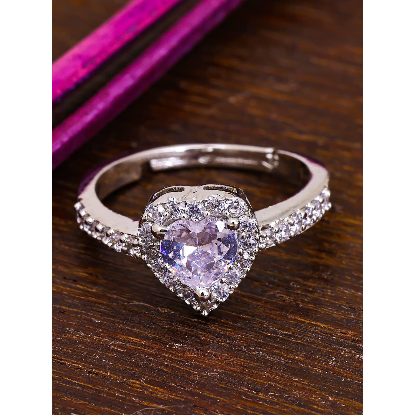 Pissara Adorable 925 Sterling Silver Valentine Day Gift Cubic Zirconia Finger Ring For Women And Girls|With Authenticity Certificate, 925 Stamp & 6 Months Warranty (Lr104651)