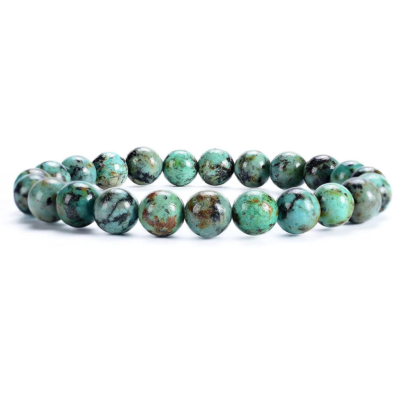 Hot And Bold Unisex Adult Natural Stone African Turquoise Bracelet With Certificate-Genuine Healing Crystal Jewelry For Reiki And Feng Shui Energy Balance
