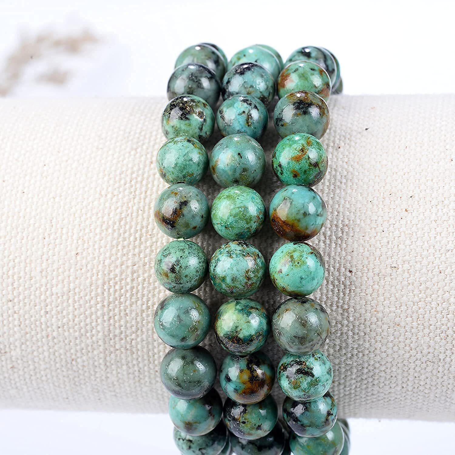 Hot And Bold Unisex Adult Natural Stone African Turquoise Bracelet With Certificate-Genuine Healing Crystal Jewelry For Reiki And Feng Shui Energy Balance