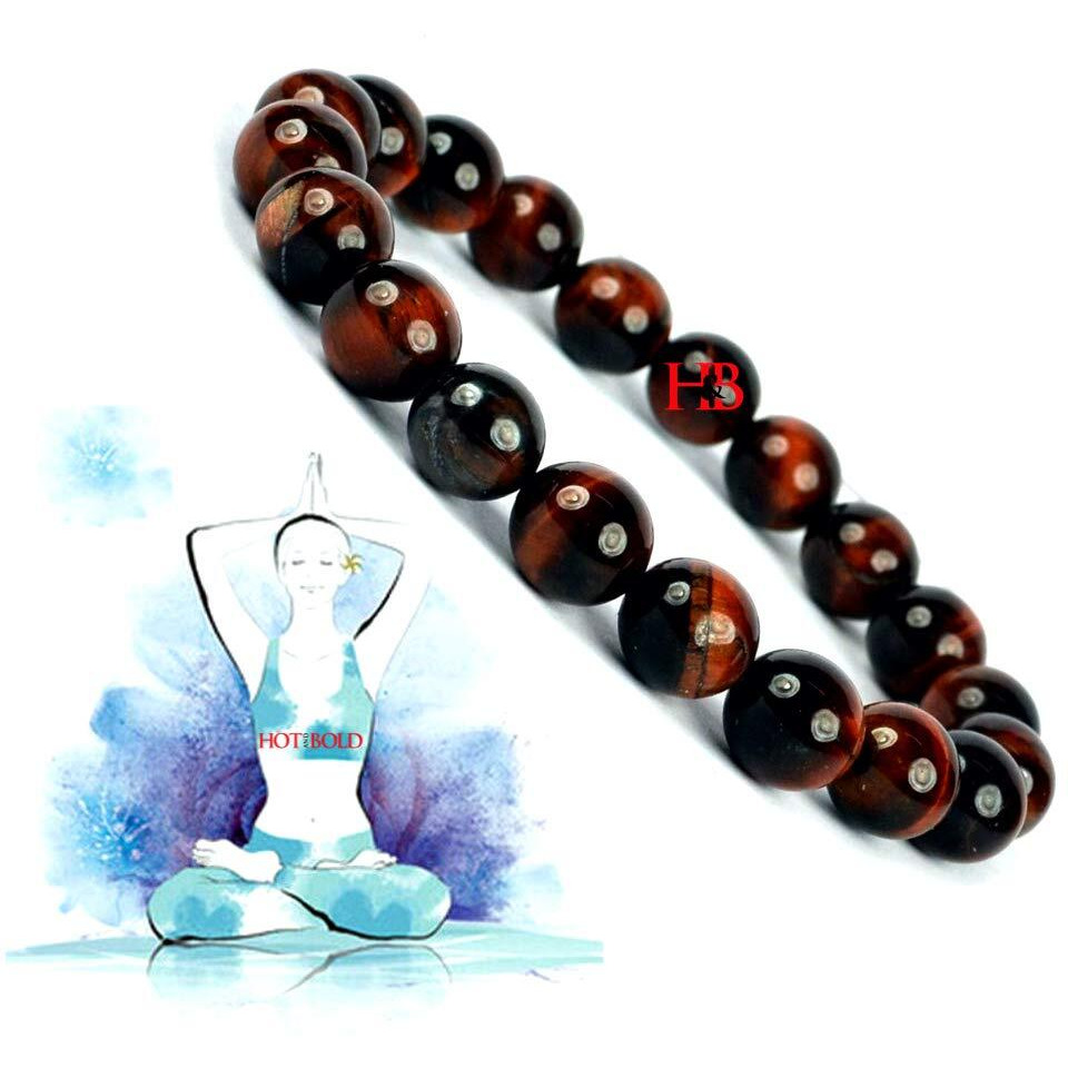 Hot And Bold Natural Red Tigers Eye Reiki Feng-Shui Crystal Gem Stone Beads Bracelets For Women