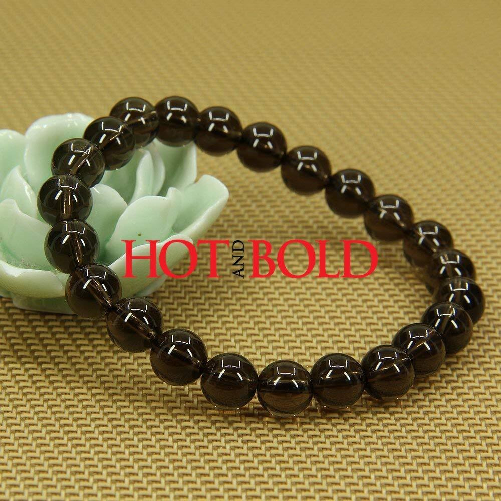 Hot And Bold Womens Natural Smoky Quartz Reiki Feng-Shui Crystal Gem Stone Beads Bracelets