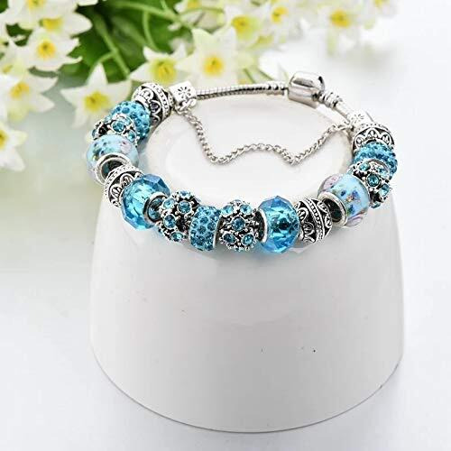 YouBella Jewellery Silver Plated Stylish Latest Crystal Bracelet Bangle Jewellery For Girls and Women (Blue)