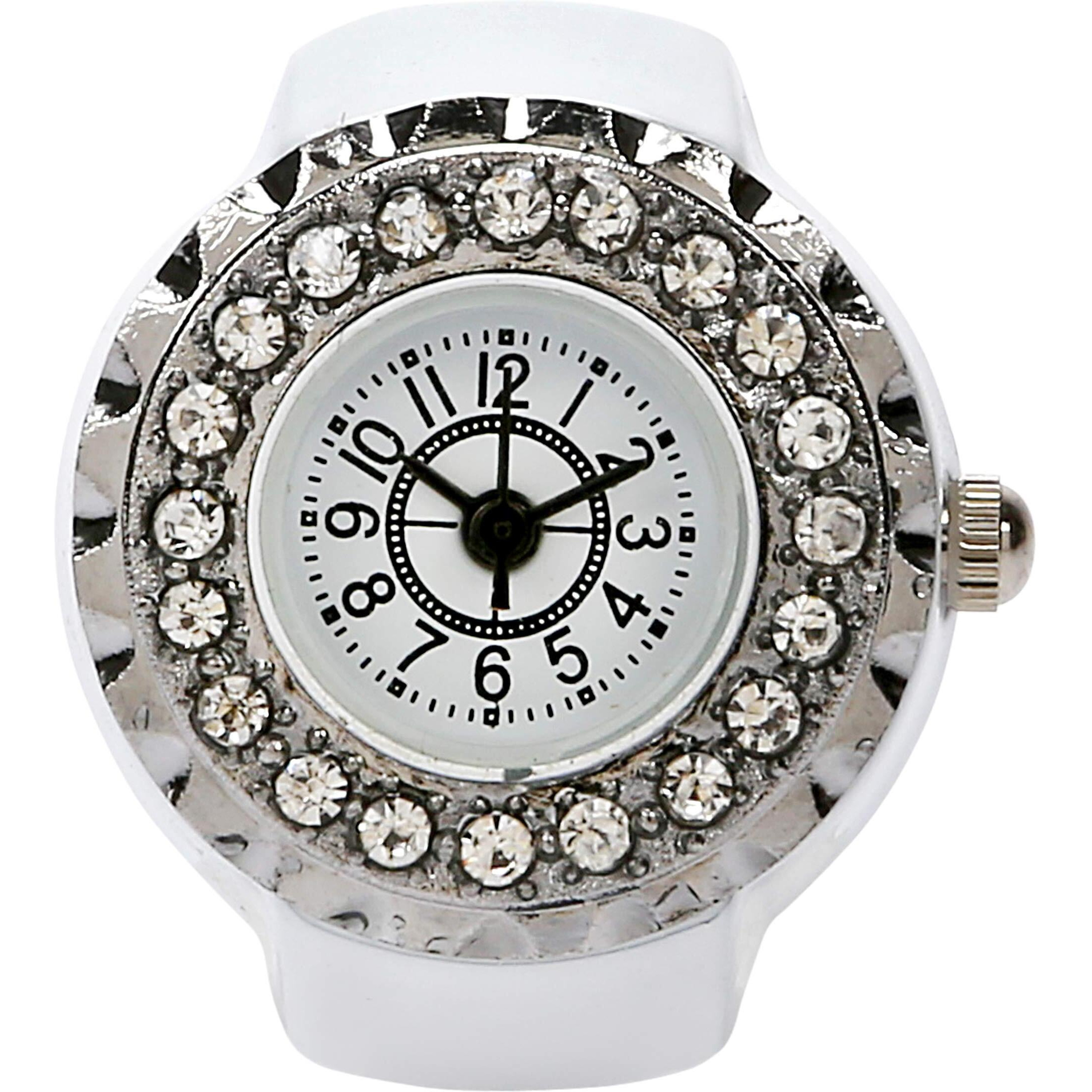 YouBella Jewellery Crystal Unisex Finger Ring Watch for Girls/Women/Men/Boys (White)