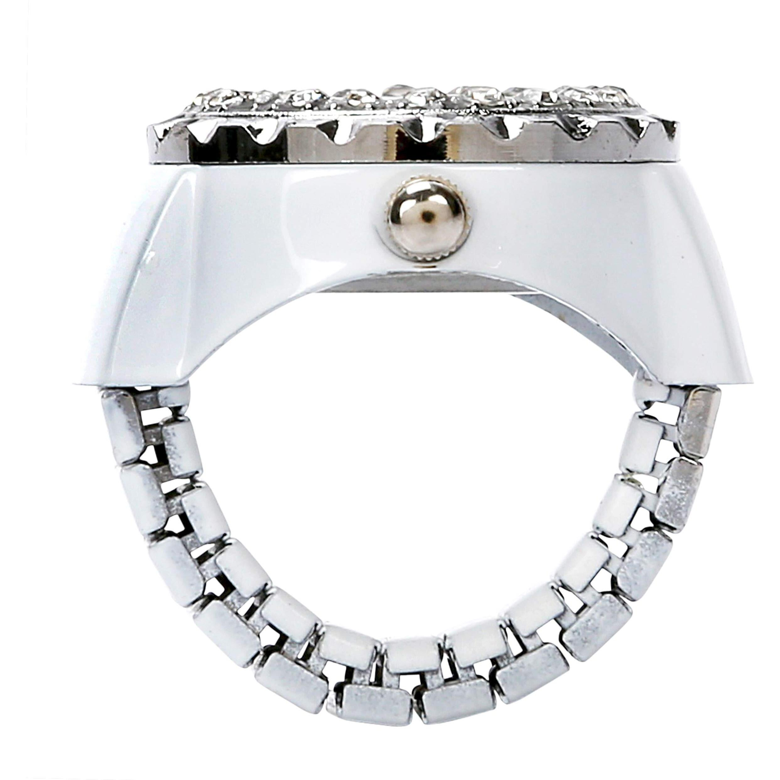 YouBella Jewellery Crystal Unisex Finger Ring Watch for Girls/Women/Men/Boys (White)