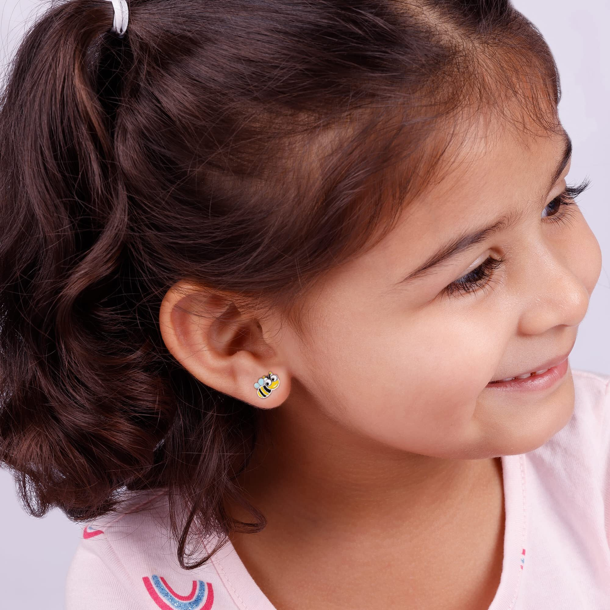 GIVA Girls 925 Sterling Silver Busy Bee Kids Earrings|Gifts For Girlfriend,Rakshabandhan Gift Brother Sister,Birthday Gifts For Kids|With Certificate Of Authenticity And 925 Stamp|6 Month Warranty*