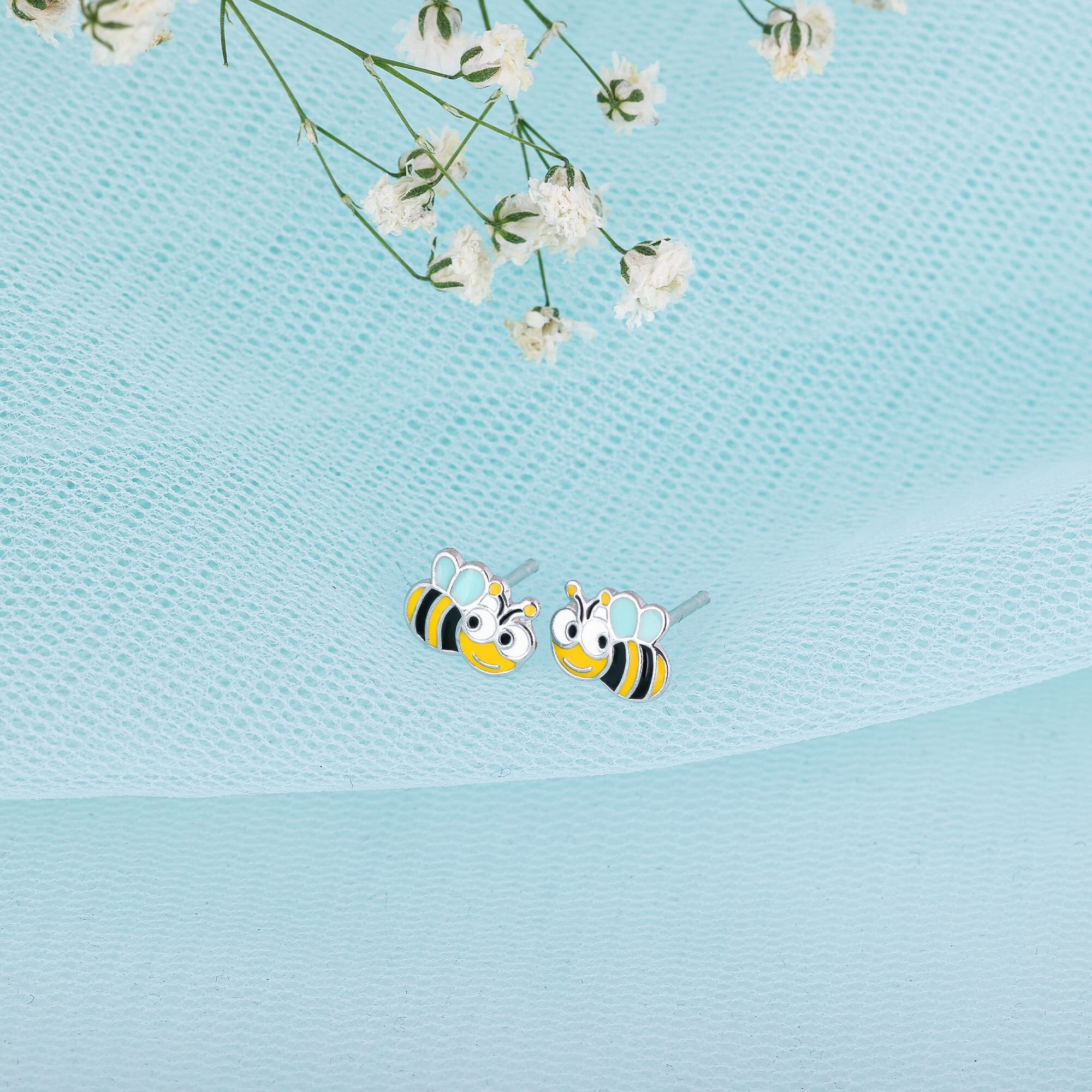 GIVA Girls 925 Sterling Silver Busy Bee Kids Earrings|Gifts For Girlfriend,Rakshabandhan Gift Brother Sister,Birthday Gifts For Kids|With Certificate Of Authenticity And 925 Stamp|6 Month Warranty*