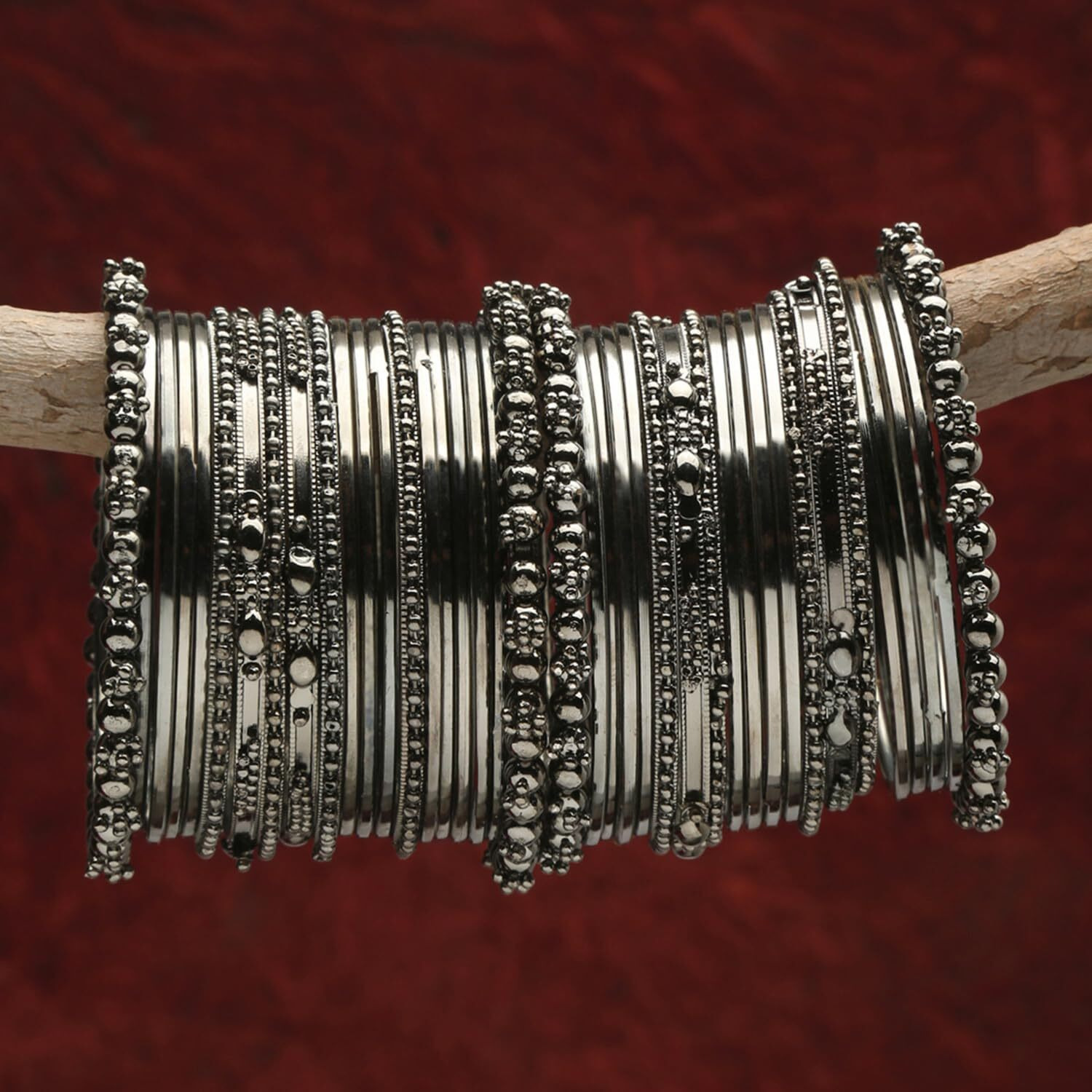 Shining Diva Fashion Set of 40 Bangles for Women (rrsd14026b_2.6)(Black)