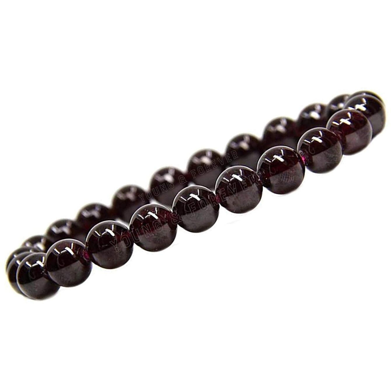 Young & Forever Gift Certified Reiki Crystal Semi Precious Gemstone Garnet Bracelet Healing Stone Stretch Bracelet for Men and Women