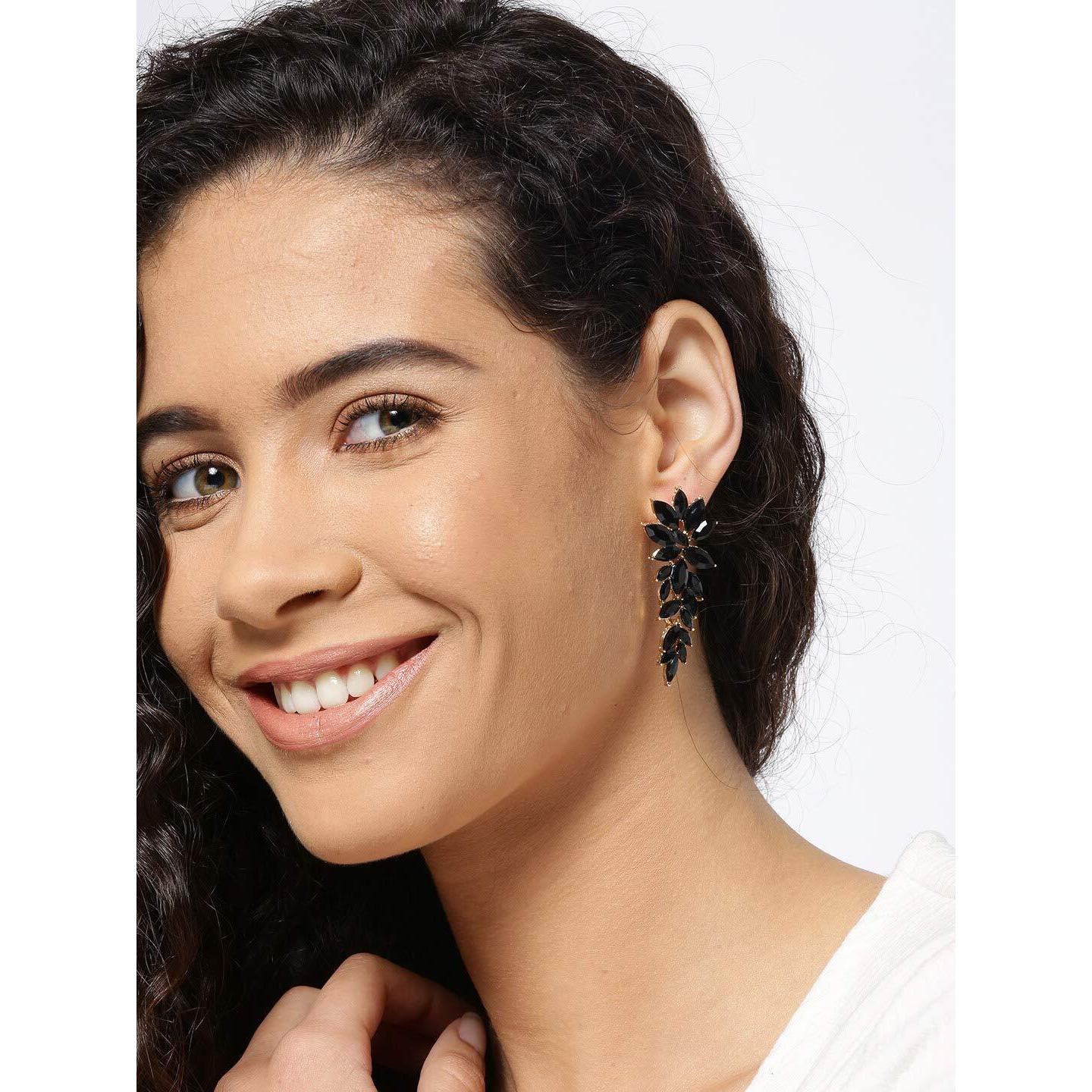 YouBella Jewellery Earrings for women Crystal Earrings for Girls and Women (Black)