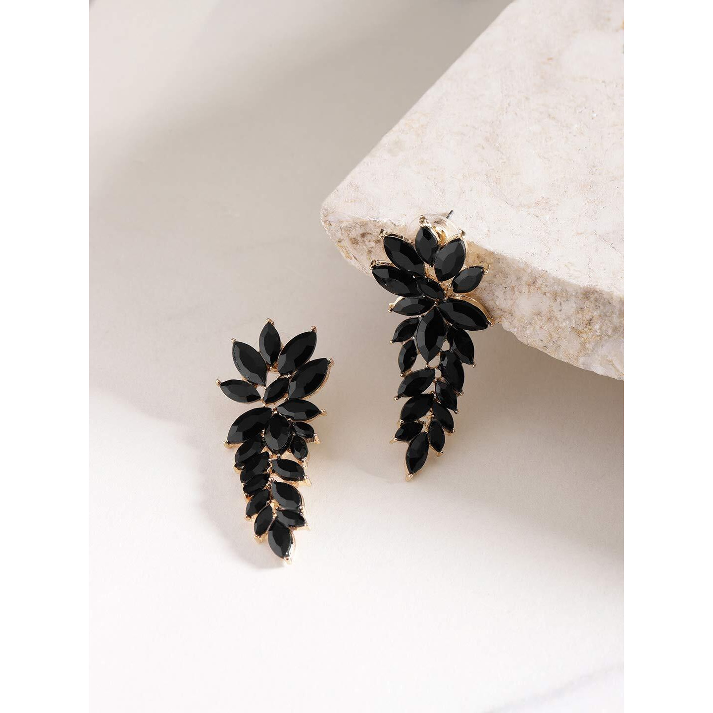 YouBella Jewellery Earrings for women Crystal Earrings for Girls and Women (Black)