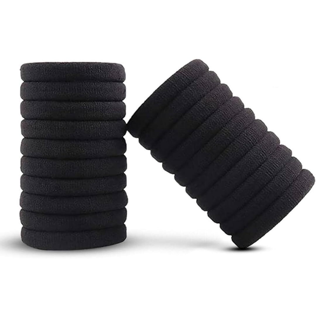 Elina 60 Black Colour Elastic Hair Rubber band Long Lasting Allday Wear Ponytail Holders,Hair Ties, Buns Headbands, Accessory for Women, Girls (Pack of 60)(Black)