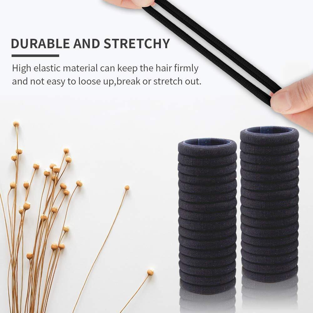 Elina 60 Black Colour Elastic Hair Rubber band Long Lasting Allday Wear Ponytail Holders,Hair Ties, Buns Headbands, Accessory for Women, Girls (Pack of 60)(Black)