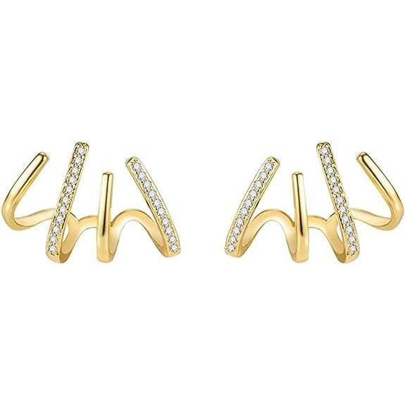 BLACKBOX Gold Plated Ear Cuff Stud korean Earrings for Women & Girls | Stylish & Fashionable Earing | Accessories Jewellery for Women | Best Gift for Birthday, Anniversary & Wedding