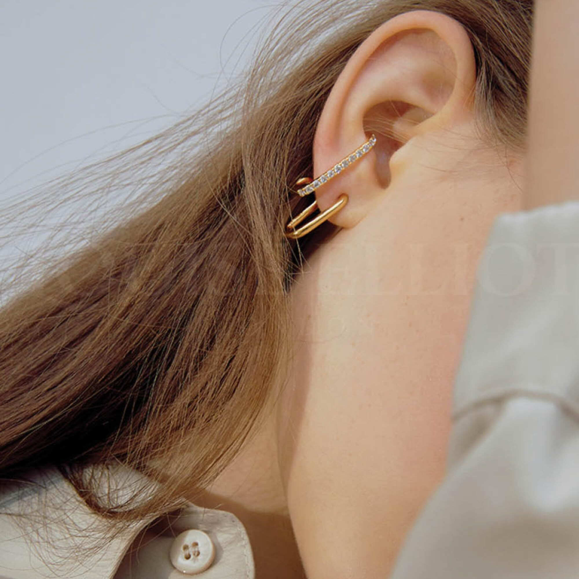 BLACKBOX Gold Double Layer Line C Shaped Studs korean Earrings for Women & Girls | Stylish & Fashionable Earing | Accessories Jewellery for Women | Best Gift for Birthday, Anniversary & Wedding