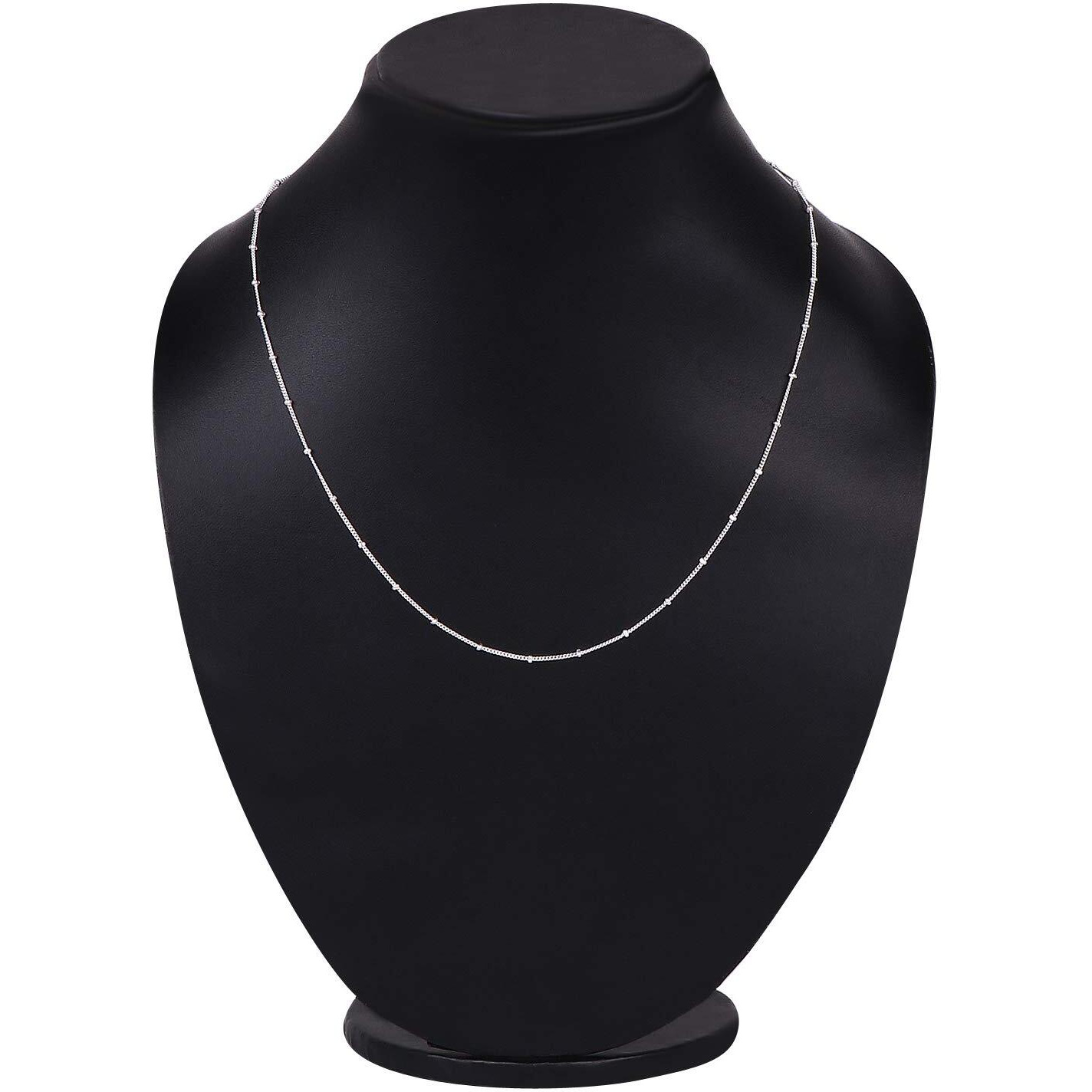 I JUELS  LIVE THE EMOTIONS Sterling Silver beaded carb 20 inch Chain for Women/Girls