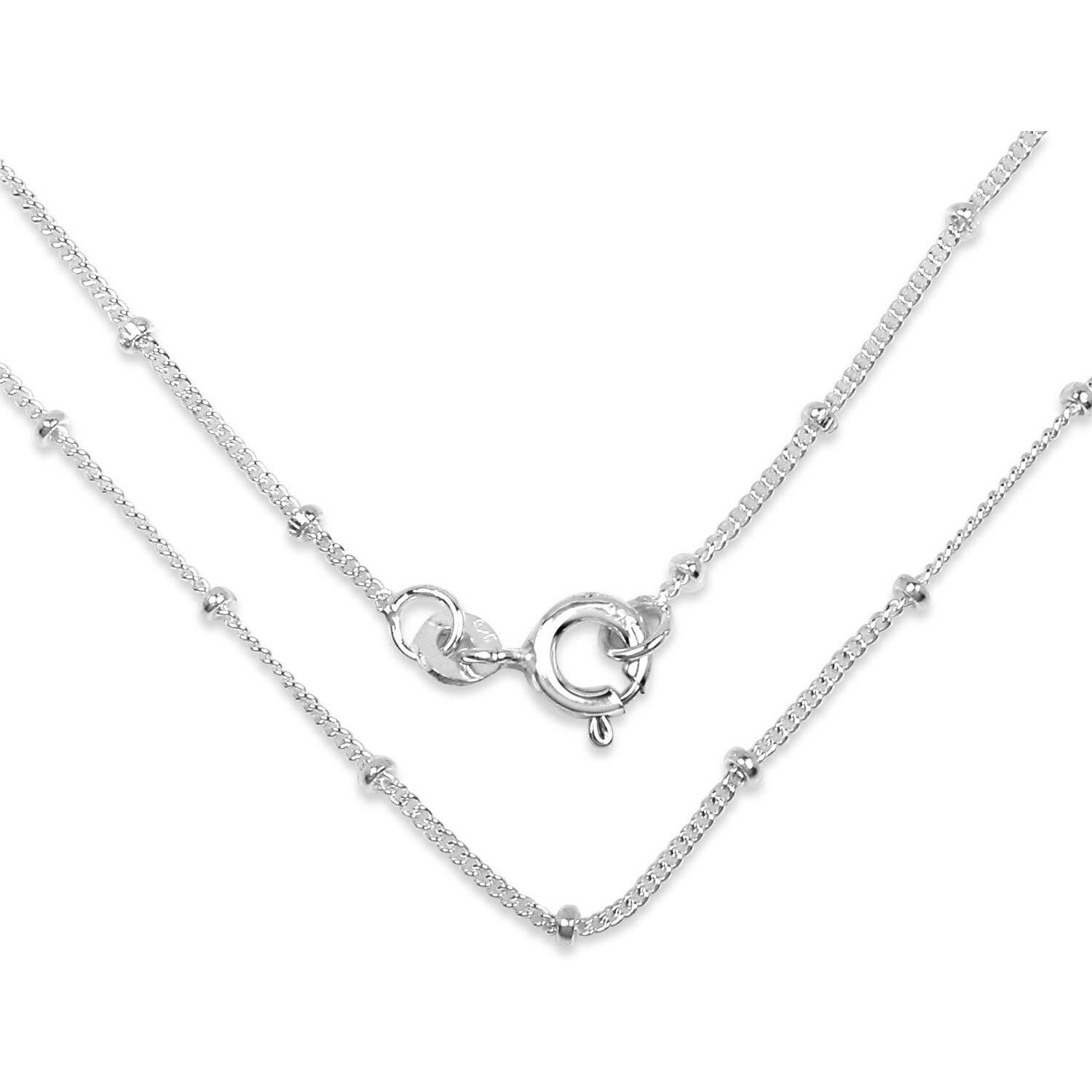 I JUELS  LIVE THE EMOTIONS Sterling Silver beaded carb 20 inch Chain for Women/Girls