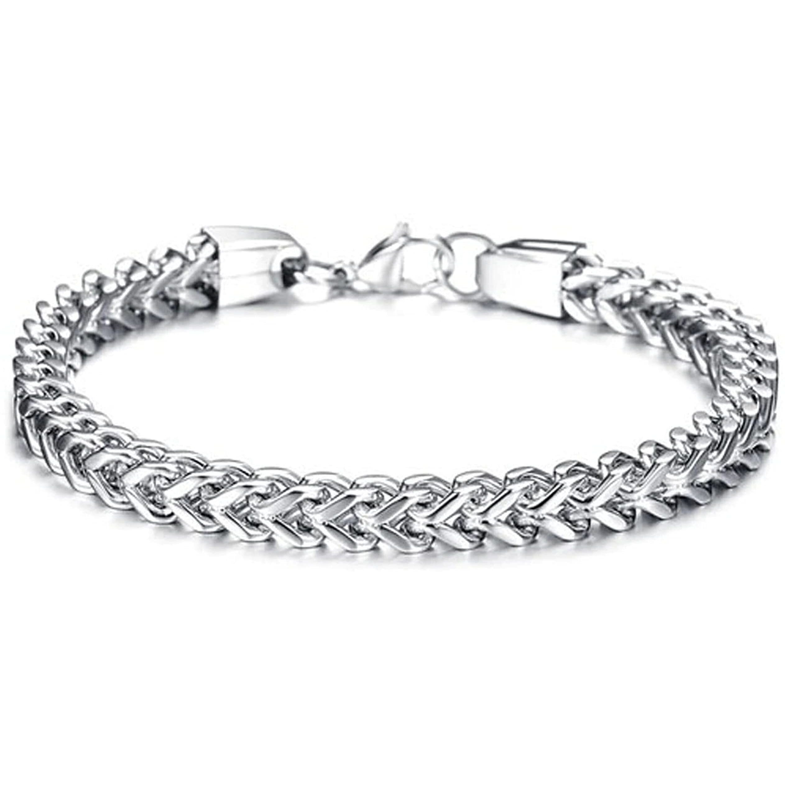 Fashion Frill Silver Bracelet For Boys Criss Cross Stainless Steel Bracelet For Men Boys Love Gifts Mens Accessories Bracelets