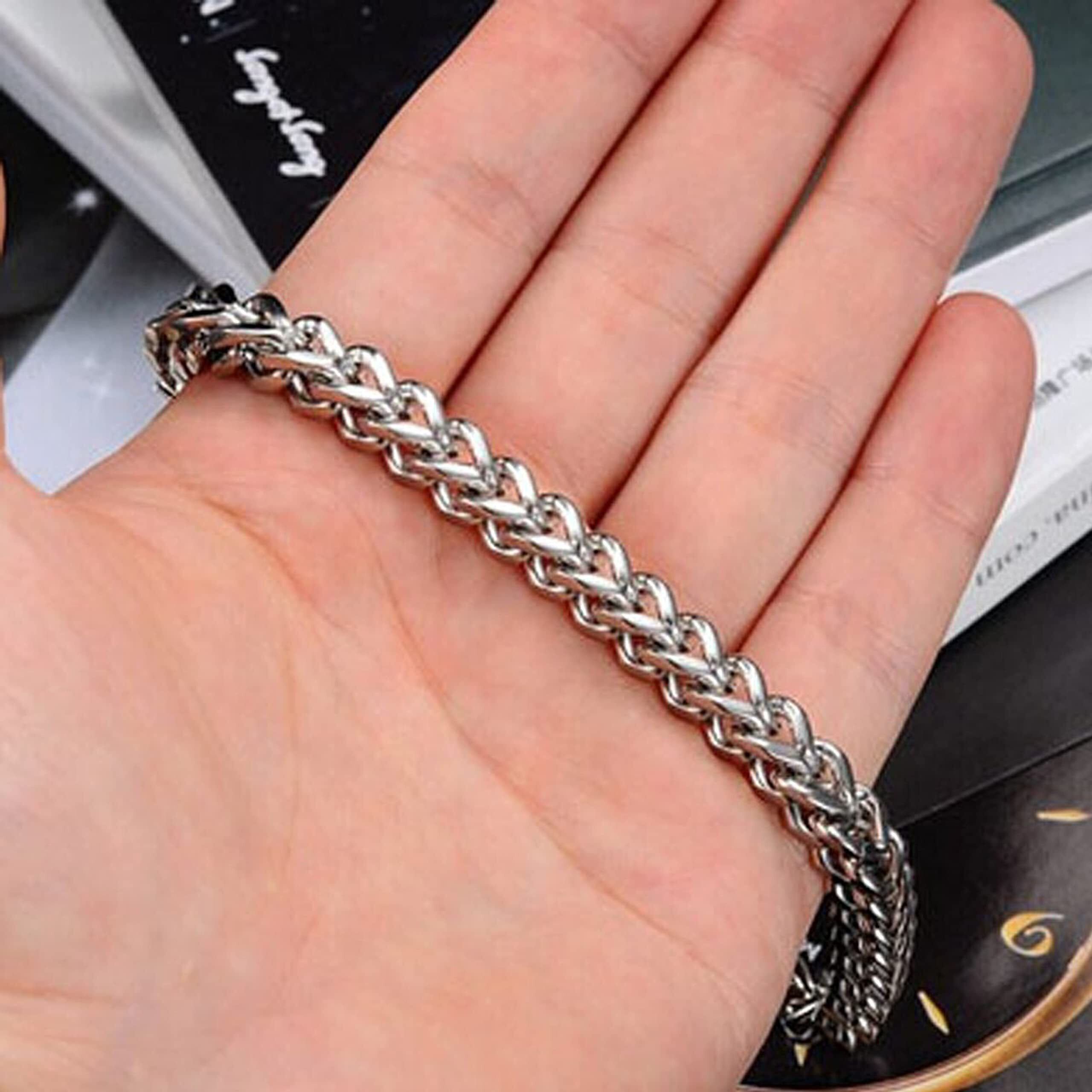 Fashion Frill Silver Bracelet For Boys Criss Cross Stainless Steel Bracelet For Men Boys Love Gifts Mens Accessories Bracelets