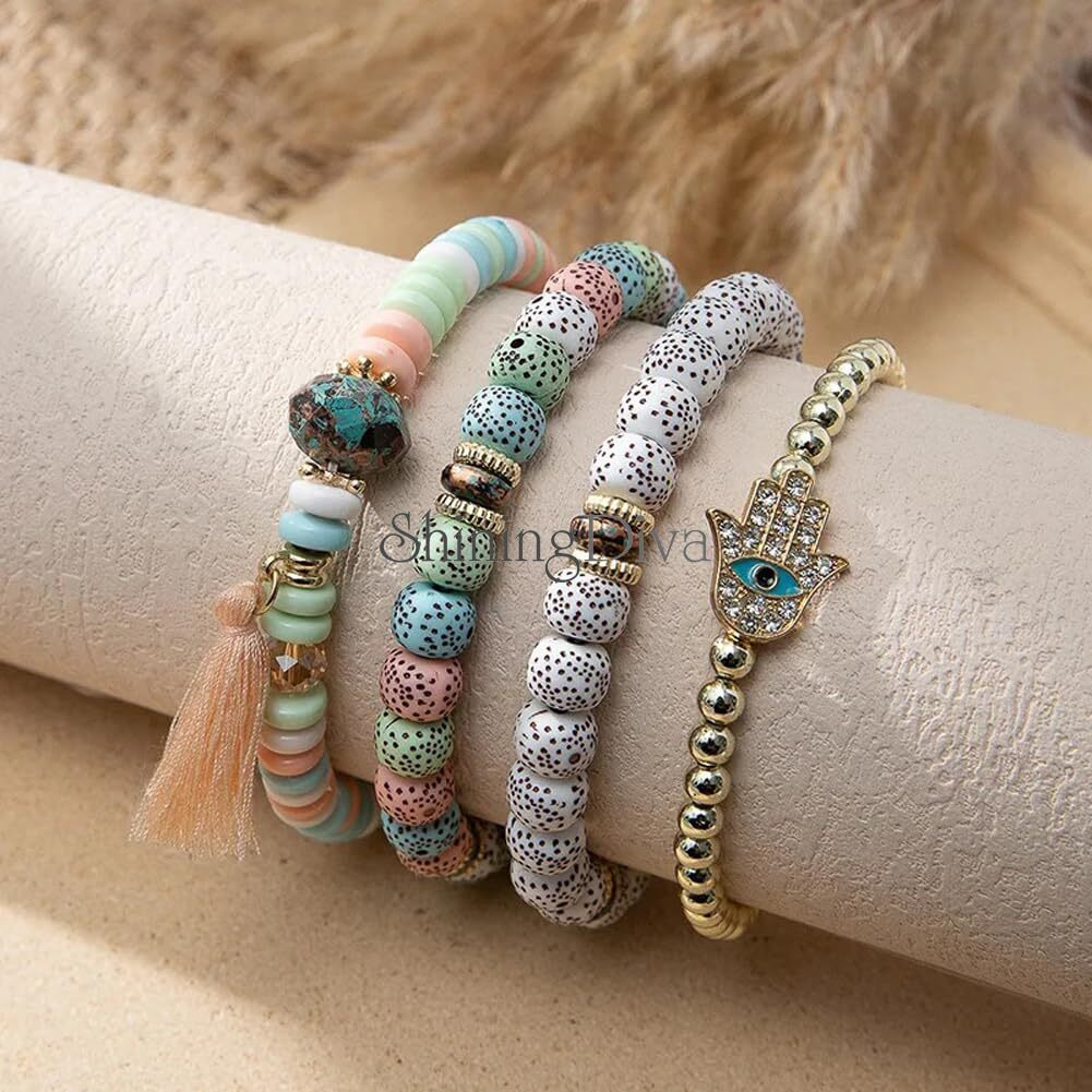 Shining Diva Fashion Latest Stylish Evil Eye Boho Bohemian Bangle Bracelet for Women and Girls (rrsd15424b)(Multicolor)