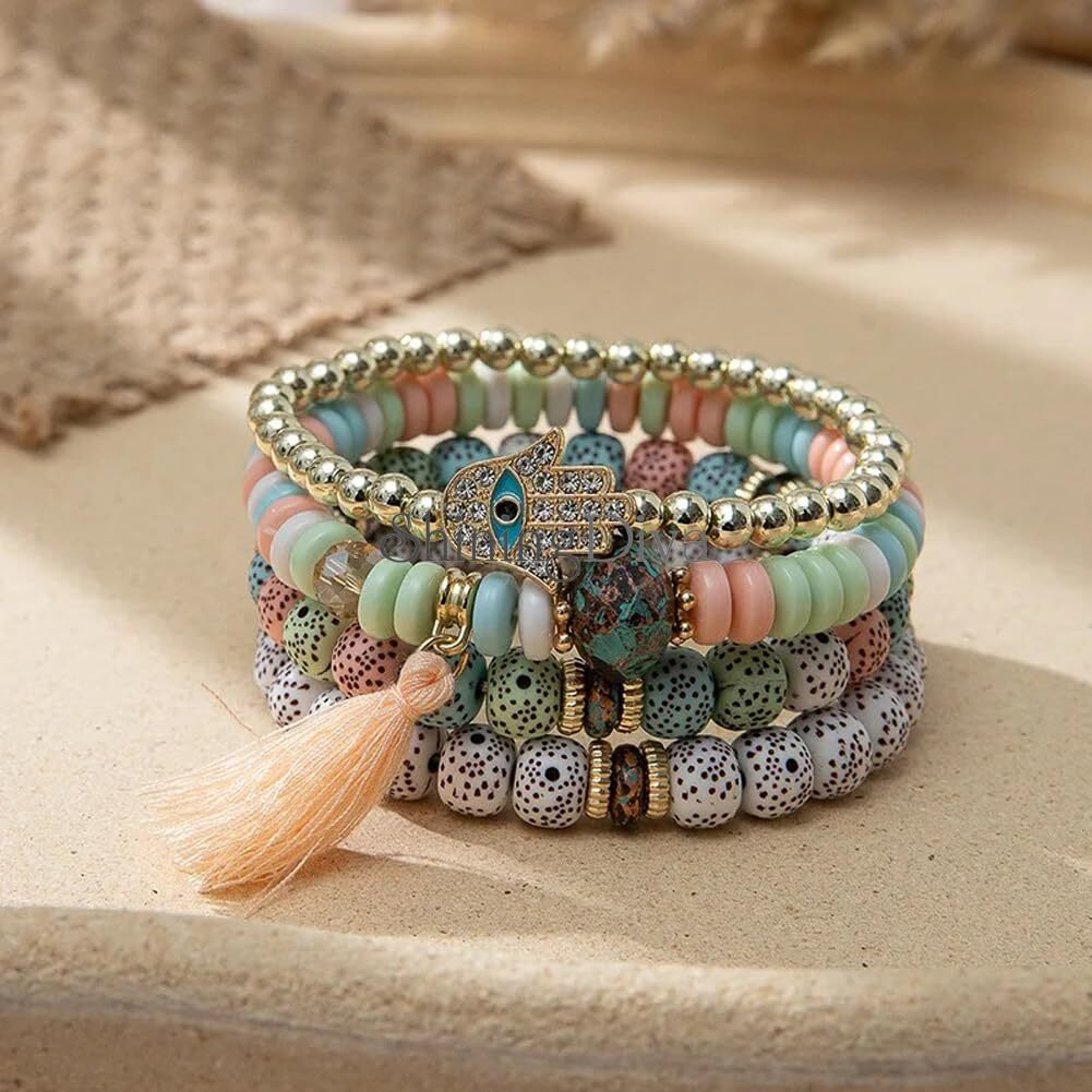 Shining Diva Fashion Latest Stylish Evil Eye Boho Bohemian Bangle Bracelet for Women and Girls (rrsd15424b)(Multicolor)