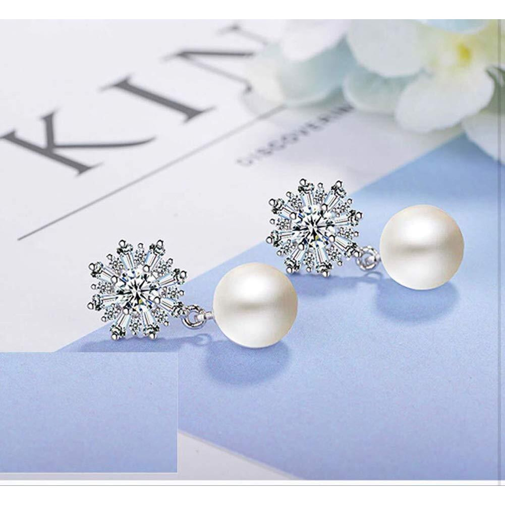 Shining Diva Fashion Latest Crystal Pearl Silver Plated Dangler Earrings for Women (White, 10717er)