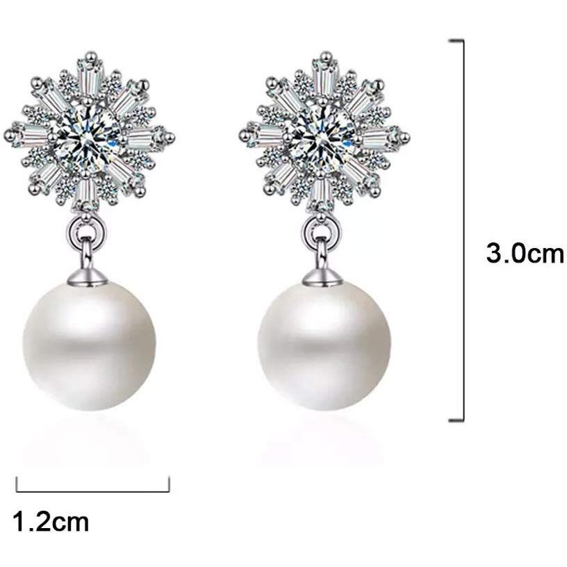 Shining Diva Fashion Latest Crystal Pearl Silver Plated Dangler Earrings for Women (White, 10717er)