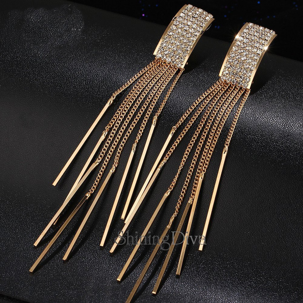 Shining Diva Fashion Italian Designer Collection Gold Plated Drop Earrings for Women (Golden)(9751er)