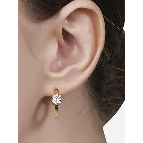 MINUTIAE Elegant Shaped Stud Earrings Combo Set of 4 With White Solitaire Swarovski Crystal Diamonds for Women and Girls - Gold Plated | Stylish, Traditional, Western and Fashion Wear
