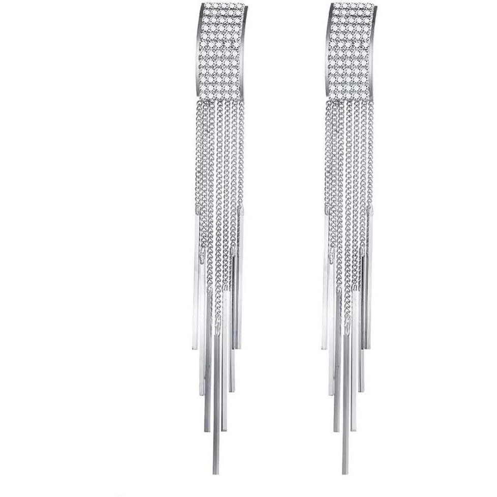 Shining Diva Fashion Latest Silver Metal Traditional Stylish Tassel Earrings for Women (10487er)