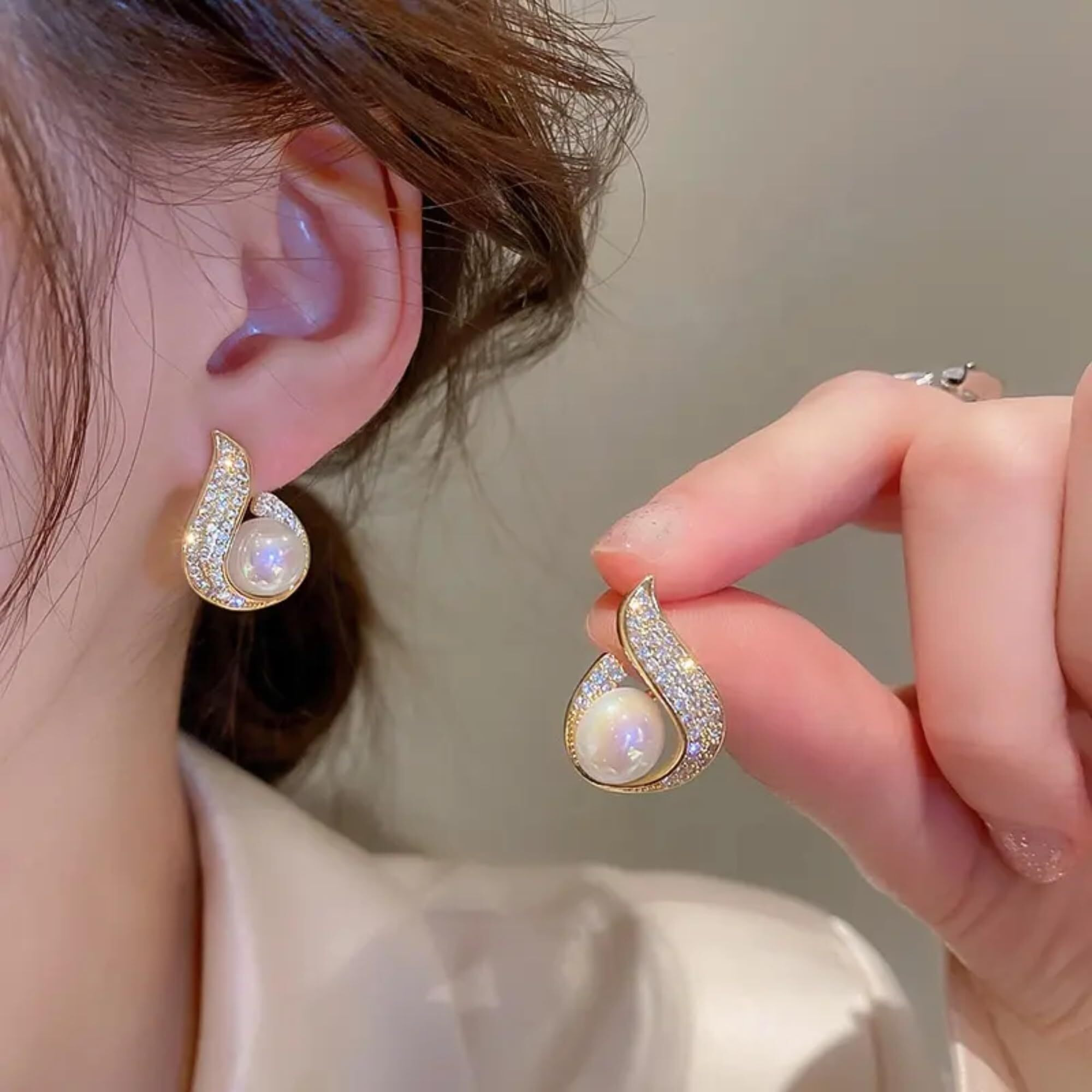 BLACKBOX Silver Needle Pearl Fishtail Water Drop korean Earrings for Women & Girls | Stylish & Fashionable Earing | Accessories Jewellery for Women | Best Gift for Birthday, Anniversary & Wedding