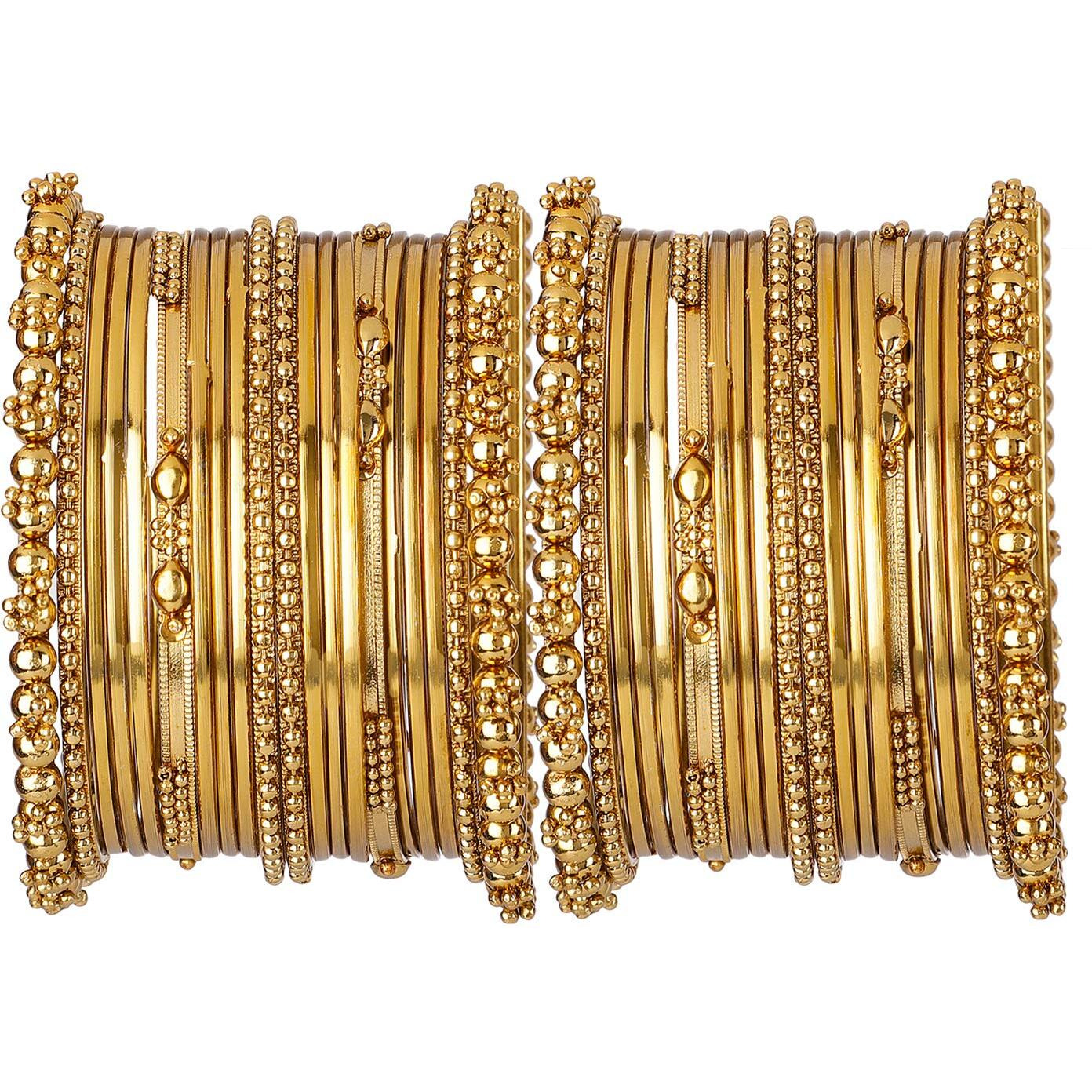 Shining Diva Fashion Latest Antique Design Stylish Traditional Bangles for Women (Golden) (11622b_2.6)