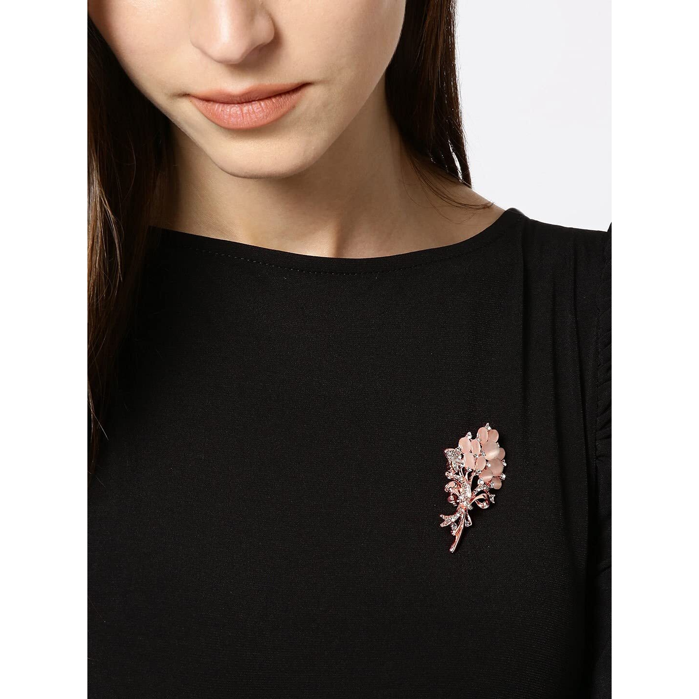 YouBella Jewellery Latest Stylish Crystal Unisex Floral Shape Brooch for Women/Girls/Men