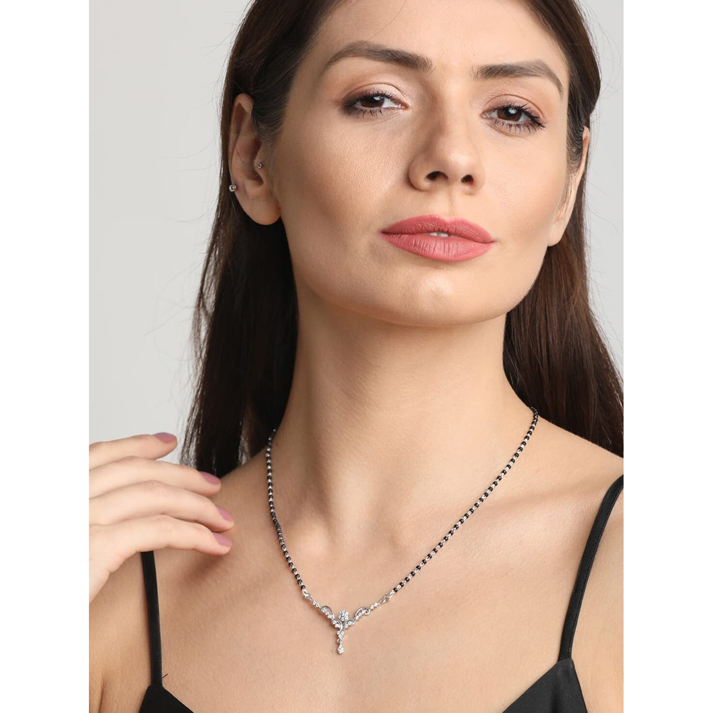 Clara 925 Sterling Silver Mangalsutra Tanmaniya Pendant With Chain | Gift for Women and Girls