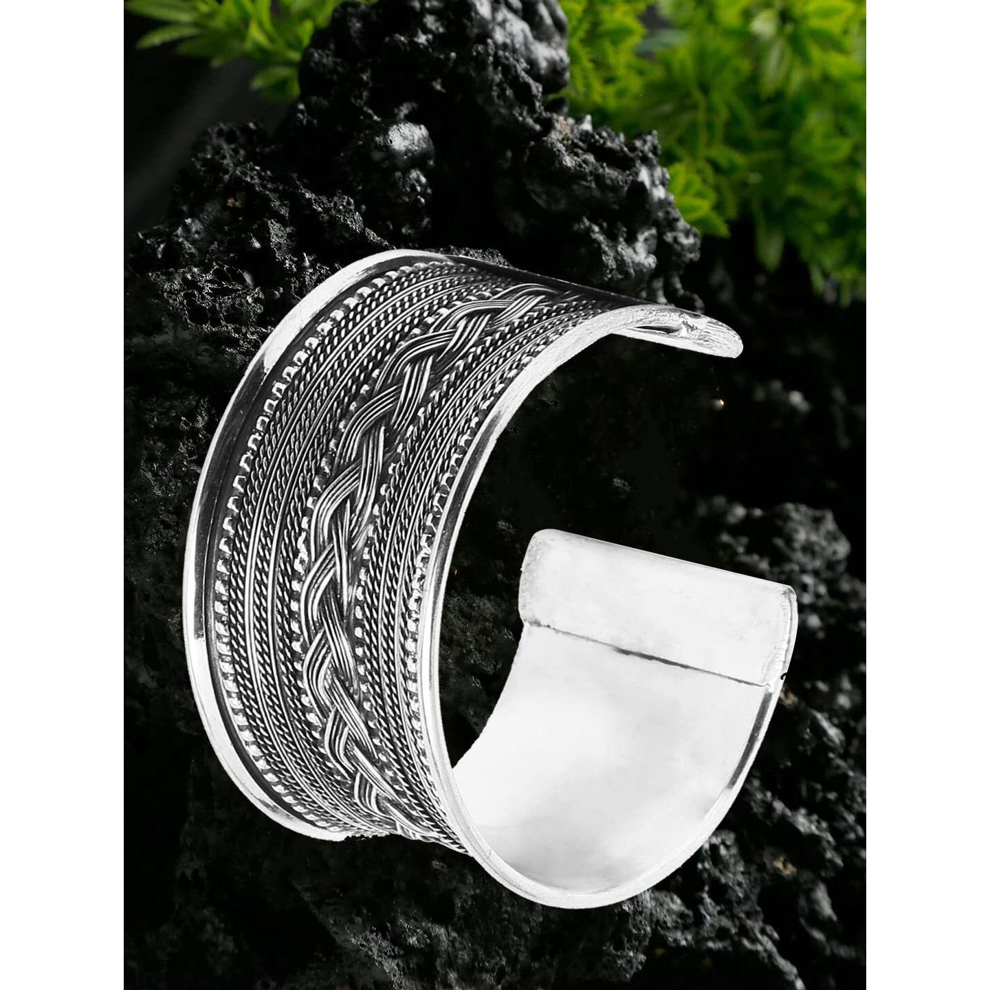 YouBella Jewellery Oxidised Silver Cuff Bracelet Bangle for Girls and Women (Style 1)