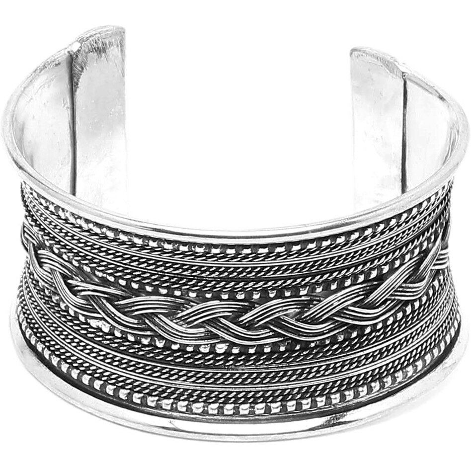 YouBella Jewellery Oxidised Silver Cuff Bracelet Bangle for Girls and Women (Style 1)