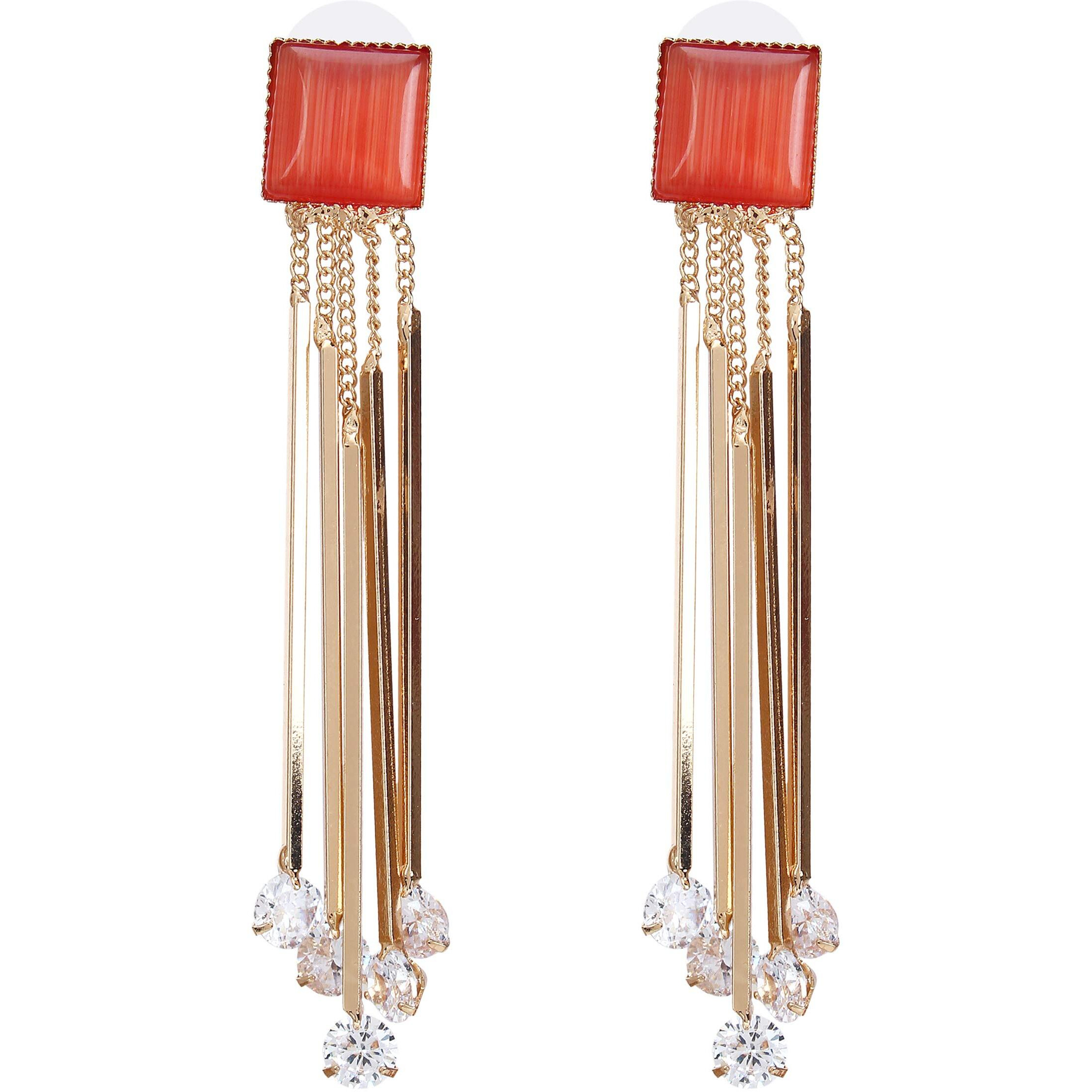 YouBella Jewellery Earrings for women Crystal Earings for Girls and Women (Red)