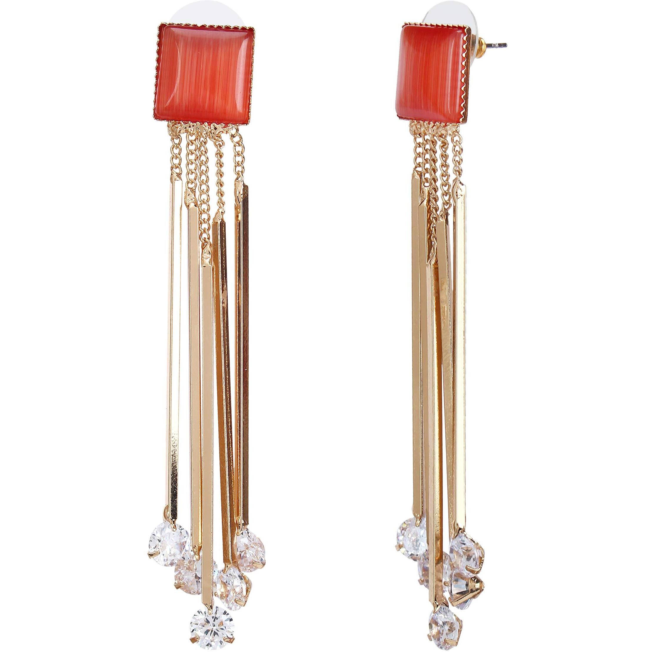 YouBella Jewellery Earrings for women Crystal Earings for Girls and Women (Red)