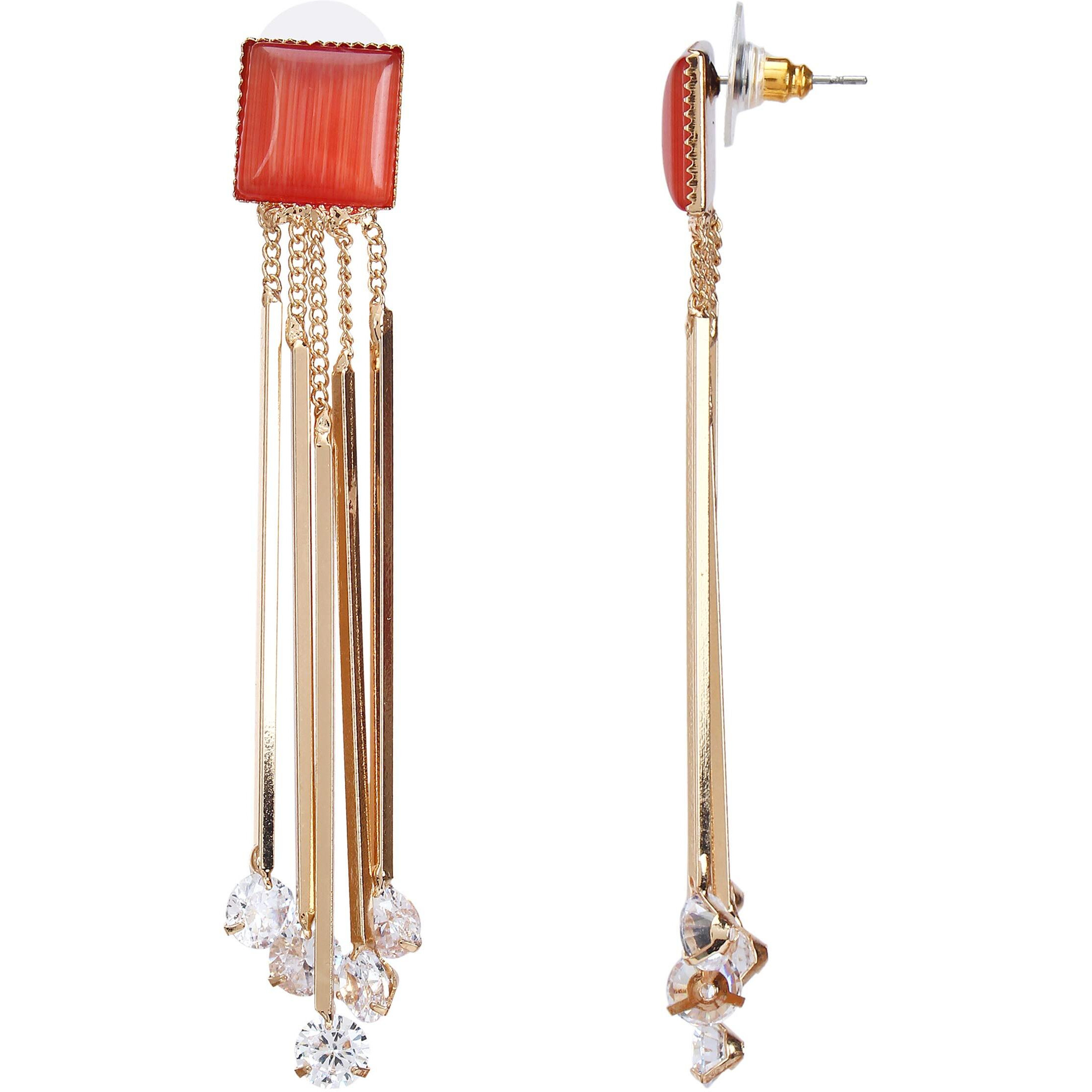 YouBella Jewellery Earrings for women Crystal Earings for Girls and Women (Red)