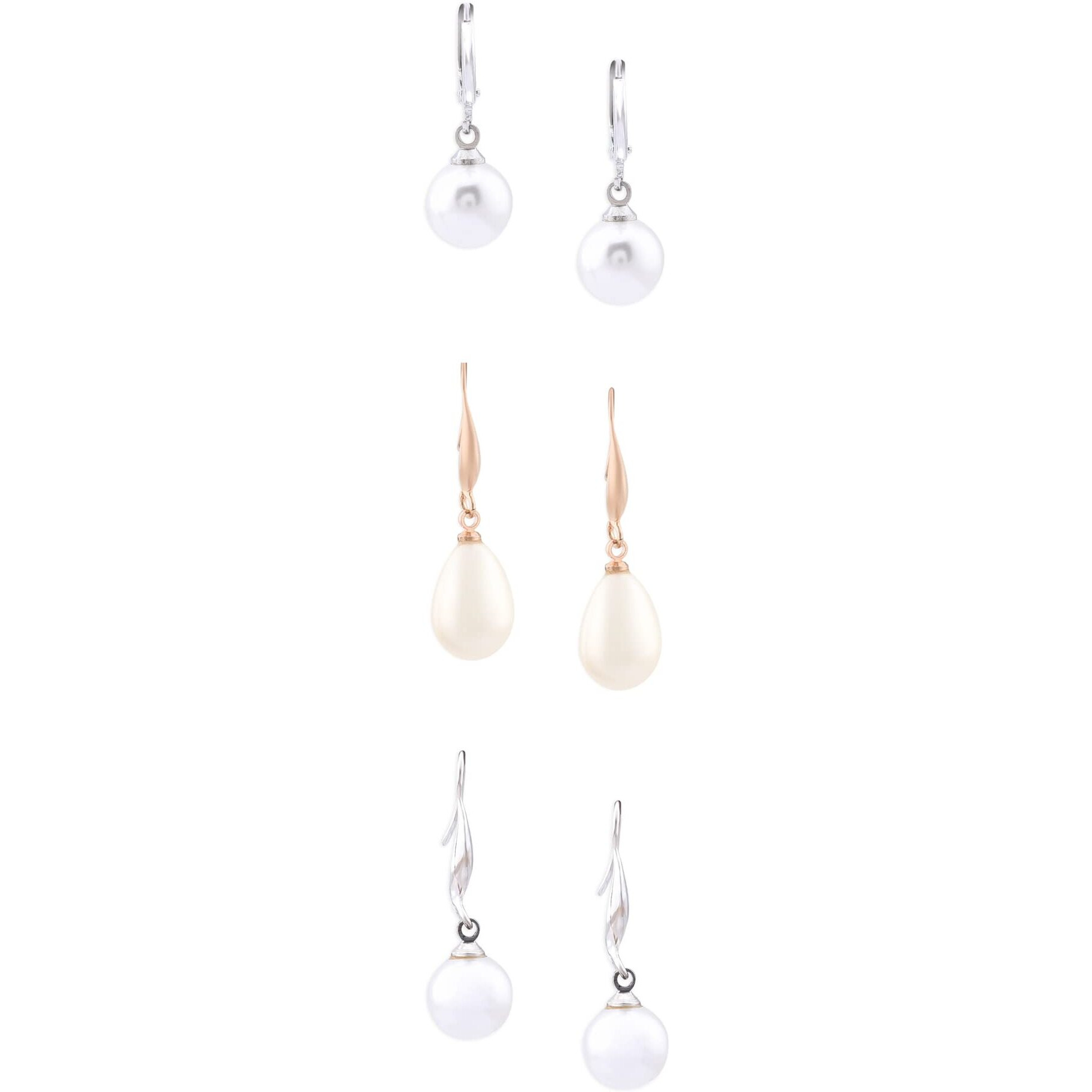 Zaveri Pearls Combo of 3 Contemporary Pearl Drop Hoop Earrings For Women-ZPFK13207