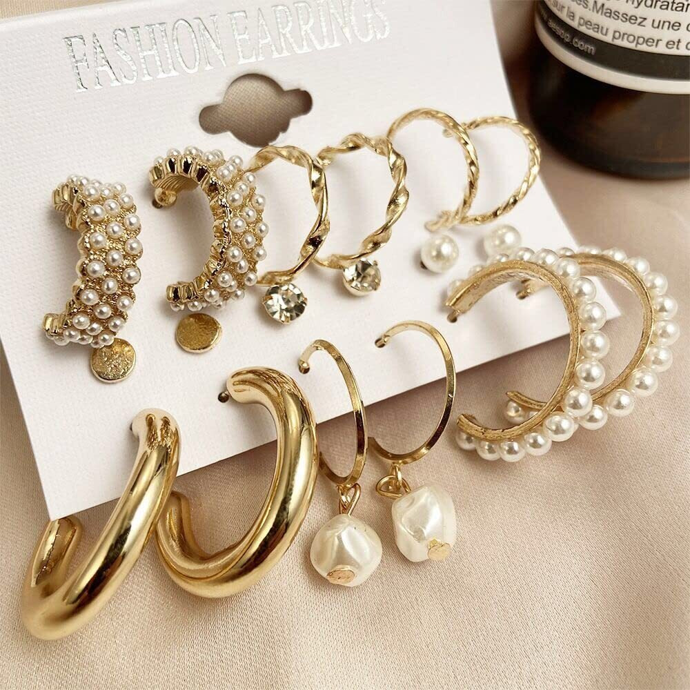 YouBella Jewellery Celebrity Inspired Gold Plated Earrings Combo for Girls and Women (Style 8)