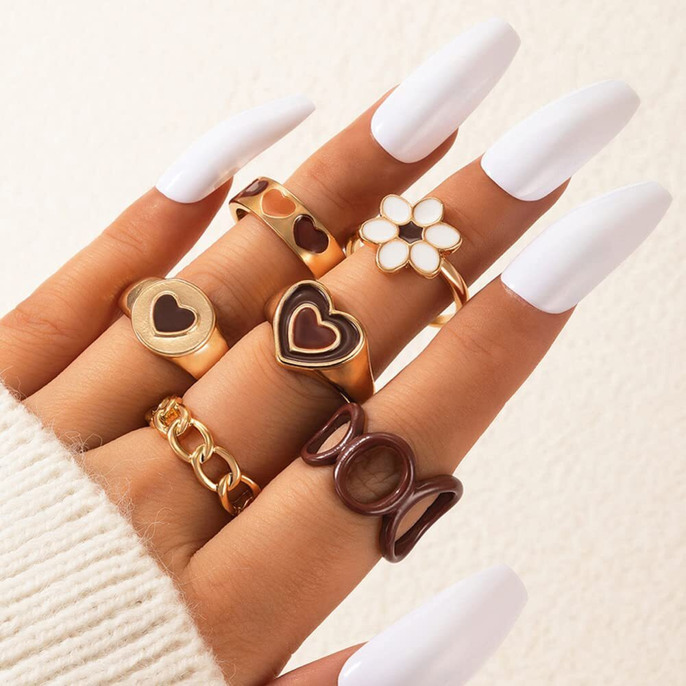 Shining Diva Fashion Latest Stylish Set of 6 Finger Rings for Women and Girls (14682r)