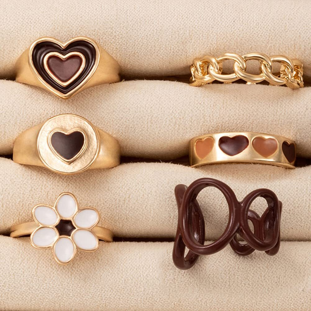 Shining Diva Fashion Latest Stylish Set of 6 Finger Rings for Women and Girls (14682r)