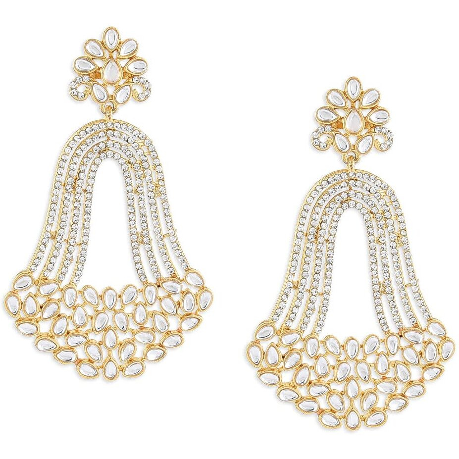 Zaveri Pearls Antique Gold Tone Austrian Diamonds & Kundan Indi-Western Dangle Earring-ZPFK10152 For Womens